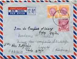 MALAISIE LETTRE PAR AVION DEPART RAUB 18 MAY 53 POUR LA FRANCE  (POUR LYON PUIS REEXPEDIEE A PARIS) - Malaya (British Military Administration)