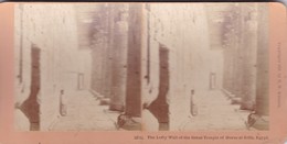 STEREO PHOTO  KILBURN YEAR 1898 / EGYPT / EDFU / THE LOFTY WALL OF THE GREAT TEMPLE OF HORUS - Edfu