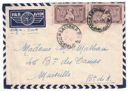 1947 - LETTRE COVER De SAIGON INDOCHINE COCHINCHINE Pour MARSEILLE FRANCE AFFRANCHISSEMENT À VOIR - Lettres & Documents
