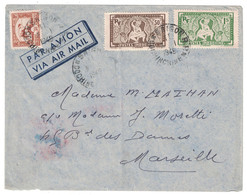 1949 - LETTRE COVER De SAIGON INDOCHINE COCHINCHINE Pour MARSEILLE FRANCE AFFRANCHISSEMENT À VOIR - Storia Postale