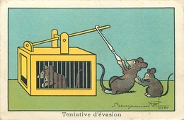 BENJAMIN RABIER ILLUSTRATEUR - "TENTATIVE D'EVASION" - CHROMO ANCIEN - Format (7 X 10,5 Cm) - Rabier, B.