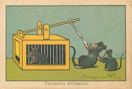 BENJAMIN RABIER ILLUSTRATEUR - "TENTATIVE D'EVASION" - CHROMO ANCIEN - Format (7 X 10,5 Cm) - Rabier, B.