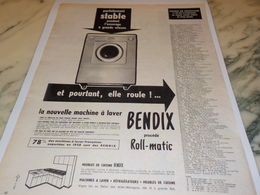 ANCIENNE  PUBLICITE ELLE ROULE  MACHINE A LAVER  BENDIX 1959 - Autres Appareils