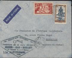 YT 82 + 97 Soudan Français Bamako 24 FE 38 Régie Air Afrique Ouverture Ligne Alger Gao Bamako 1er Courrier Bamako Europe - Lettres & Documents