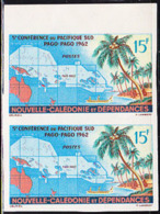 NEW CALEDONIA (1962) Map Of Area. Imperforate Pair. Scott No 321, Yvert No 325. - Imperforates, Proofs & Errors
