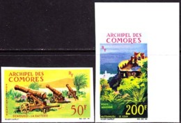 COMORO ISLANDS (1966) Cannon. Fort. Set Of 2 Imperforates. Scott Nos C18-9, Yvert Nos PA18-9. - Other & Unclassified