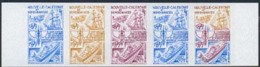 NEW CALEDONIA (1979) Ships. Chamber Of Commerce Emblem. Trial Color Proofs In Strip Of 5 With Multicolor. Scott No C151 - Imperforates, Proofs & Errors