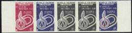 NEW CALEDONIA (1966) Games Emblem. Trial Color Proofs In Strip Of 5 With Multicolor. 2nd South Pacific Games. Scott 344 - Non Dentelés, épreuves & Variétés