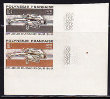 FRENCH POLYNESIA (1966) High Jump. Trial Color Proof Pair. 2nd South Pacific Games. Scott No 223, Yvert No 42. - Sin Dentar, Pruebas De Impresión Y Variedades