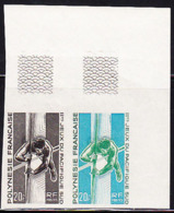 FRENCH POLYNESIA (1966) Pole Vault. Trial Color Proof Pair. 2nd South Pacific Games. Scott No 224, Yvert No 43. - Sin Dentar, Pruebas De Impresión Y Variedades