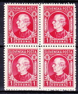 Slovaquie 1939 Mi 40 XA (Yv 27), MNH)** Bloc De 4 - Ungebraucht