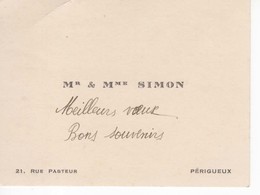 915  Carte De Visite  SIMON  21 Rue Pasteur Périgueux 87 - Cartoncini Da Visita