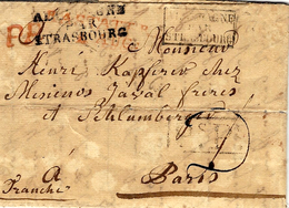 1820- Lettre De RASTATT ( Bade-Wurtemberg )  P P Red + "franche " ALLEMAGNE :PAR /STRASBOURG " + La Même Encadrée - Entry Postmarks