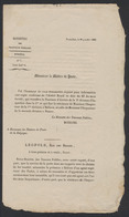 Ministère Des Travaux Publics (n°7, Série Litt. B) - Imprimé Bruxelles 30/1/1838 : Monsieur Le Maître Des Postes, - Folletos De La Oficina De Correos