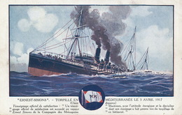 Art Card Ship Postal Service  " Ernest Simons " Messageries Maritimes Born In Diekirch . Sunk April 3, 1917. Sandy Hook - Diekirch