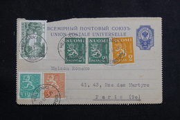 FINLANDE - Entier Postal + Compléments De Helsinki Pour Paris En 1962 - L 61263 - Postwaardestukken