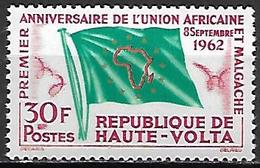 HAUTE VOLTA   -   1962  .  Y&T N° 107 *.  Union Africaine Et Malgache  /  Drapeau. - Haute-Volta (1958-1984)
