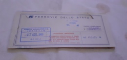 BIGLIETTO TRENO ANDATA  E RITORNO AGENZIA INZIRILLO DA SCILLI A PADOVA 1989 - Europa