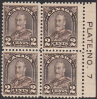 Canada 1931 MH Sc #166 3c George V Arch/Leaf Die II Plate 7 Block Of 4 - Num. Planches & Inscriptions Marge