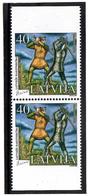 Latvia 2005 .  Writer J.Rainis. V:40. Pair Of Top/bot Imperf.   Michel # 643 Do-Du - Lettonie