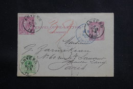 BELGIQUE - Entier Postal ( Enveloppe Lettre) + Compléments De Anvers Pour Paris En 1892 - L 61357 - Briefumschläge