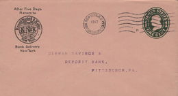 Ganzsache George Washington 1c - Knauth-Nachod & Kühne New York - Madison Square Station 1917 - German Savings Deposit B - George Washington