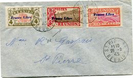 REUNION FRANCE LIBRE LETTRE DEPART ST PIERRE 28-2-43 REUNION POUR LA REUNION - Storia Postale