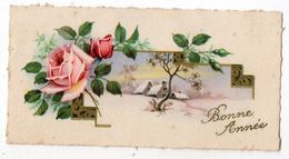 Nouvel An - Bonne Année  --- Carte Mignonnette---Paysage De Neige Avec Village Et Roses .....................à Saisir - Nieuwjaar