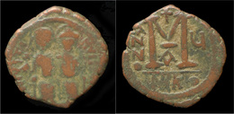 Byzantine Justin II & Sophia AE Follis Nicomedia Mint - Bizantine