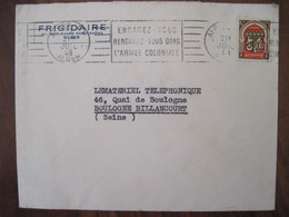 Algérie 1948 Publicité Frigidaire Engagez Vous Rengagez Vous Dans L'armée Coloniale Lettre Enveloppe Cover Colonie - Covers & Documents