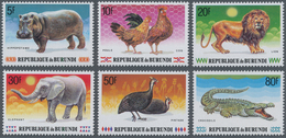 Burundi: 1991, Animals Complete Set Of Six (elephant, Lion, Crocodile, Hippopotamus, Guinea Fowl And - Collections