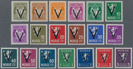 Norwegen: 1941, Definitives With Opt. 'V' (Victory Issue) Without Watermark In An Investment Lot Wit - Ungebraucht