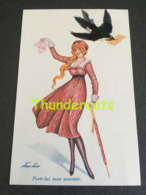 CPA ILLUSTRATEUR XAVIER SAGER CARTE A SYSTEME PLUMES AJOUTIS ARTIST SIGNED CARD ADDED FEATHERS - Sager, Xavier