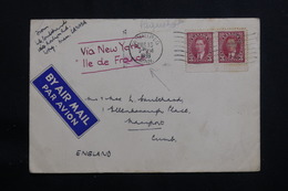 CANADA - Enveloppe De Winnipeg Pour La GB En 1933 Par Bateau Via New York " Ile De France " + Avion - L 61441 - Cartas