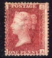 Great Britain GB 1864-79 1d Red, Letters In All 4 Corners GA, Lightly Hinged Mint, SG 44 - Unused Stamps