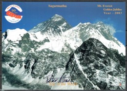 Nepal  2003. Mt. Everest Golden Jubilee.  Post Card, Signed By Peter Athans. - Escalada