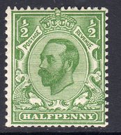 Great Britain GB George V 1912 ½d Yellow Green Downey Head, Wmk. Multiple Cypher, Hinged Mint, SG 347 - Ungebraucht