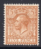Great Britain GB George V 1912-24 5d Mackennal Head, Wmk. Simple Cypher, Hinged Mint, SG 382 - Nuevos