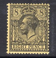 Great Britain GB George V 1912-24 8d Mackennal Head, Wmk. Simple Cypher, Very Lightly Hinged Mint, SG 390 - Nuovi