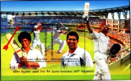 CRICKET- SACHIN TENDULKAR-200th TEST MATCH-ERROR-MS-DRAMATIC PERFORATION SHIFT-RARE-MNH-INDIA-2013-MSE-64 - Cricket