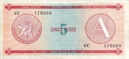 Cuba 5 Pesos, P-FX3 (1985) - EF/XF - Stamp "National Bank Of Hungary" On Reverse Side - Kuba