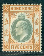 1903/1904 King Edward VII,Definitives,Hong Kong, 5 C.,Wmk.2 Or 3,MLH - 1941-45 Japanisch Besetzung