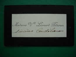 1221 CDV Carte De Visite  Madame Vve Léonard PEDURAN - Cartes De Visite