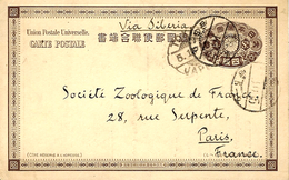 1909- Posr Card E P 4 Sen From Tokyo To Paris - Re-record Back - " Via Sibéria " - Cartas & Documentos