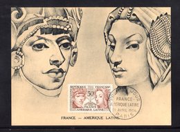 " AMITIE FRANCE-AMERIQUE LATINE " Sur Carte Maximum De 1956 N° YT 1060. Voir Les 2 Scans. Parfait état - 1950-59