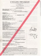 540 FEUILLE DES MINES CYCLES CYCLOMOTEUR PEUGEOT 105 5 NOTICE DESCRIPTIVE (  Original Pas Copie ) - Transport