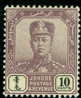 1904 Sultan Ibrahim,Definitives,Johore,Malaya,Mi.51 ,Wmk.1, 10 C., MLH - Johore