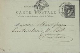 Entier CP Sage 10ct Noir Sur Vert Date 041 Facteur Boitier Le Vigeant 24 12 00 Vienne Oblitération Rare S/ Sage - Standard Postcards & Stamped On Demand (before 1995)