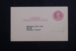 ETATS UNIS - Entier Postal Réponse Commercial ( Repiquage Au Dos ) De Brandon ,non Circulé - L 61666 - 1901-20