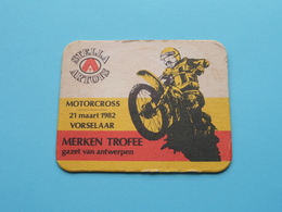 MOTORCROSS 21 Maart 1982 VORSELAAR Merken Trofee G.V.Antwerpen ( Sous Bock / Coaster / Onderlegger STELLA ARTOIS ) ! - Portavasos